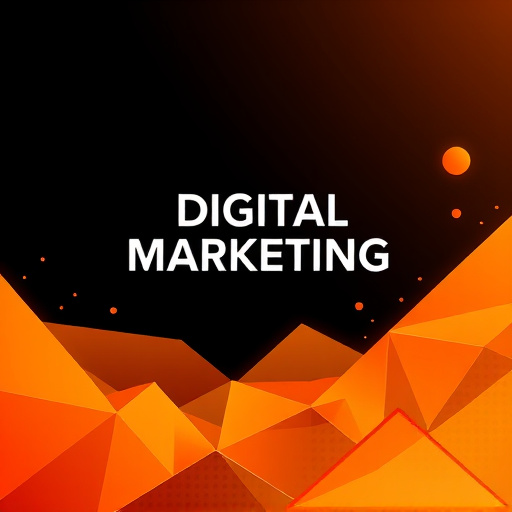 Abstract digital marketing concept with warm orange tones and geometric shapes