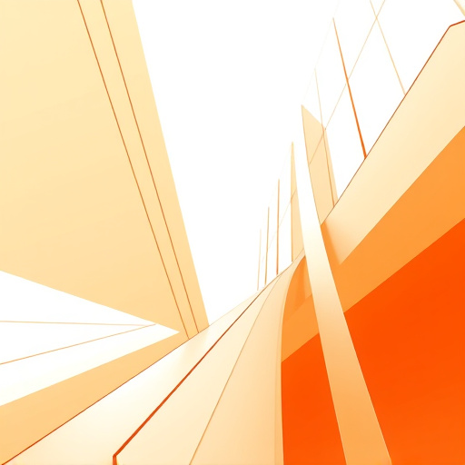 Modern abstract architectural lines representing growth and structure in orange and white tones