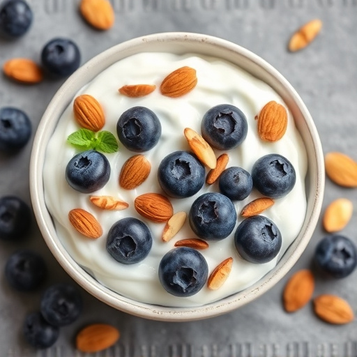 Greek yogurt with blueberries and almonds